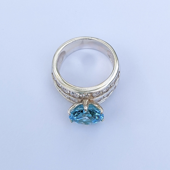 New sterling silver 925 ring with clear and blue rhinestone cz - Picture 8 of 8